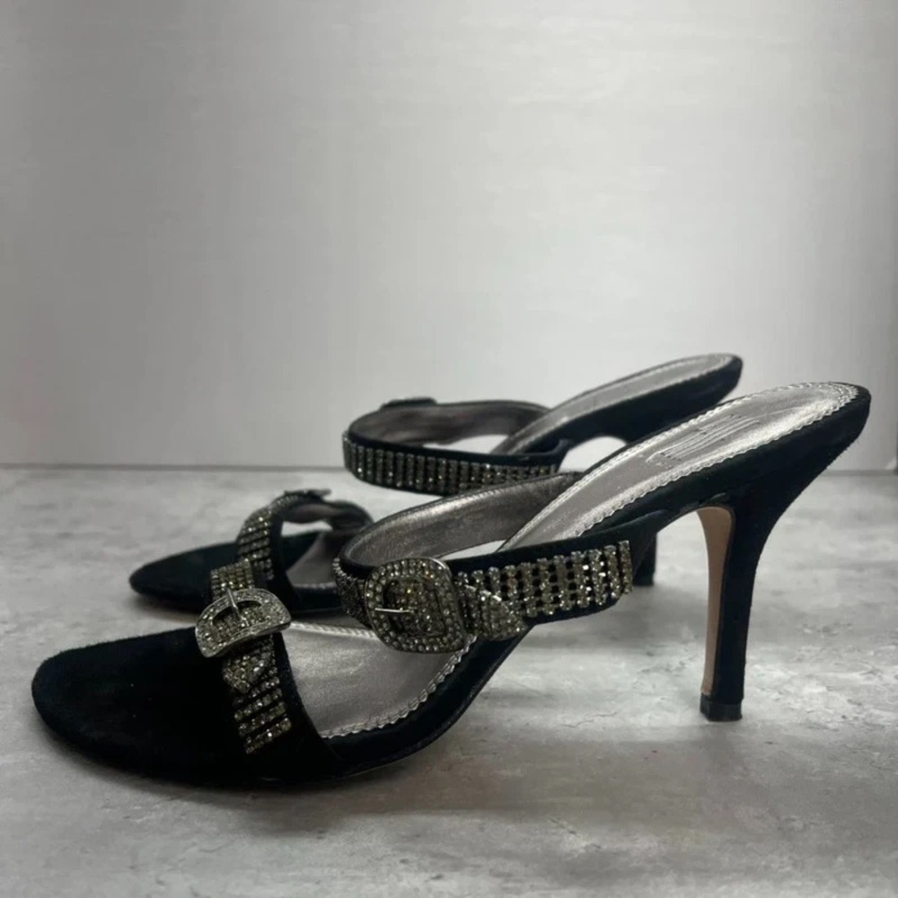 Chic Black Rhinestone Heels